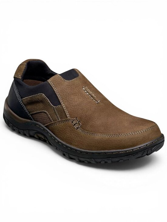 Nunn Bush Men\'s Quest Moc Toe Slipon Tan Multi Brown Leather Shoes NIB New 8